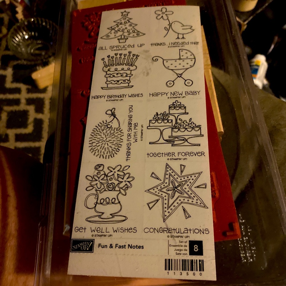 NEW retired Stampin’ Up. Set of 8 stamps fun & fast notes rubber Stamps